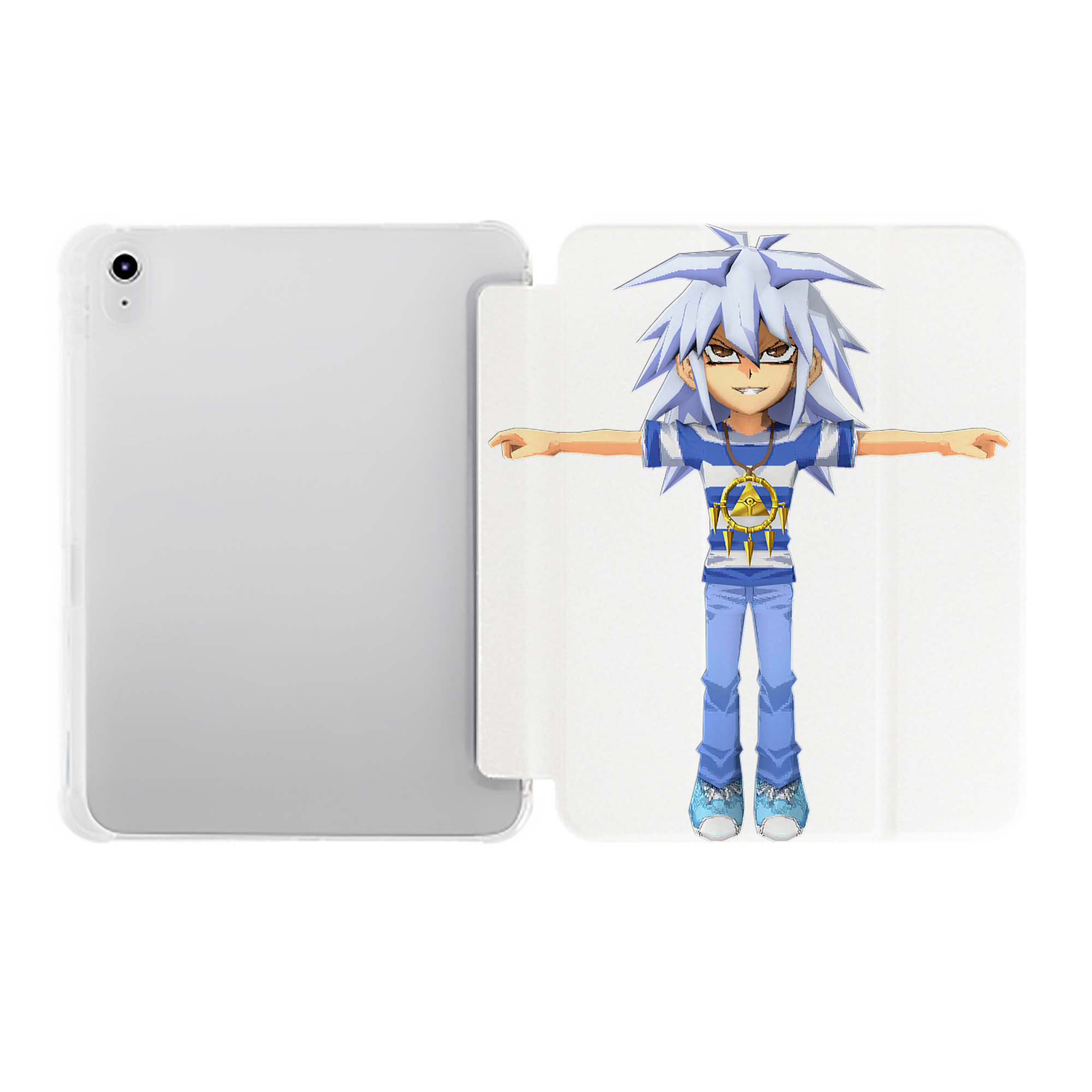 （画像用） 遊☆戯☆王 Yu-Gi-Oh! IPad ケース ペン収納付き 三つ折りスタンド PUレザー×シリコン 対応機種9.5/10.5/10.9インチ